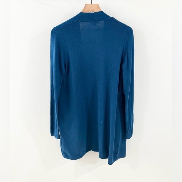 J. Jill Open Front Wool Silk Blend Long Line Cardigan Blue Size Small - Picture 6 of 6